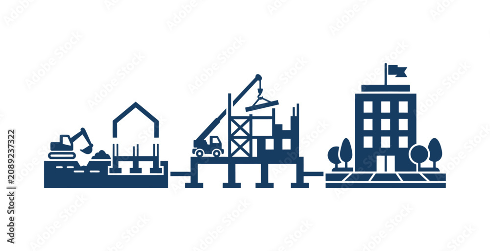 Obraz premium Construction Process Infographic Vector