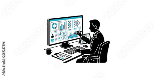 Bioinformatics and Data Analysis Dashboard Vector