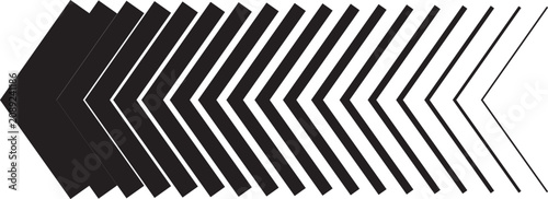 Принти на полотні Linear chevron pattern with diminishing thickness black on white background