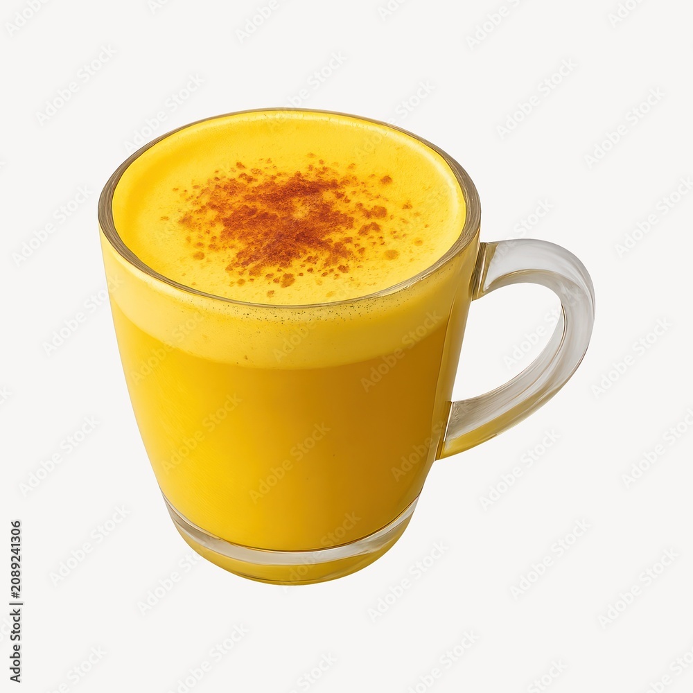 Obraz premium Golden latte in glass mug