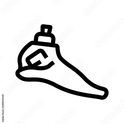 thermoplastic foot prosthesis black line icon for digital and print projects.  Minimal clean icons for apps and websites