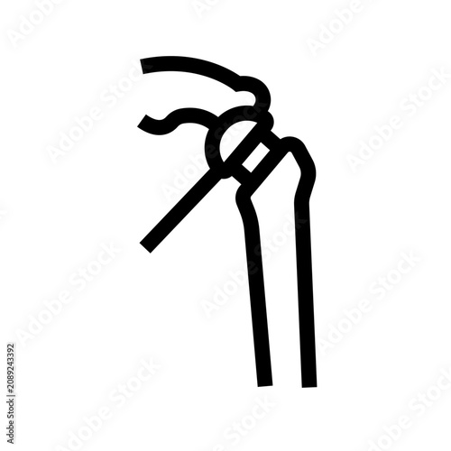 Shoulder joint replacement black line icon for digital and print projects.