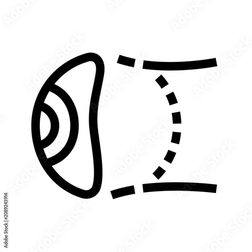 Eye prosthesis black line icon for digital and print projects.