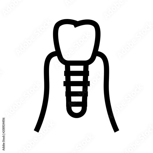 dental implant black line icon for digital and print projects.
