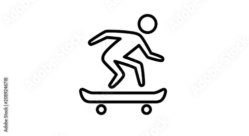Canvastavla Minimalist black line art of skateboarder in action pose.