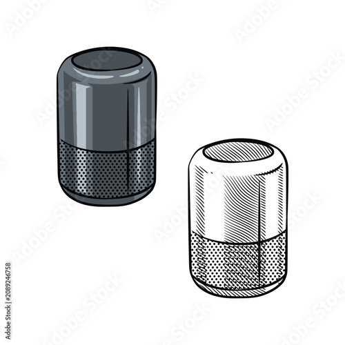 Smart Speaker Wireless Audio Device Perspective Sketch Vector