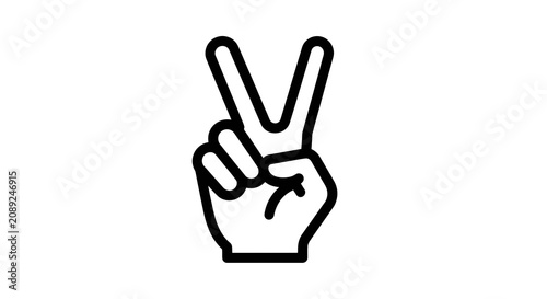 Canvastavla Black and white peace sign hand gesture icon.