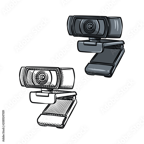 Computer Webcam Screen Clip Sketch Illustration Vector