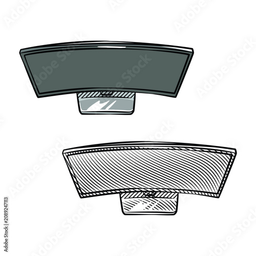 Curved Ultrawide Monitor Screen Sketch Illustration Vector