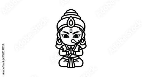 Traditional spiritual figure in prayer pose outline illustration