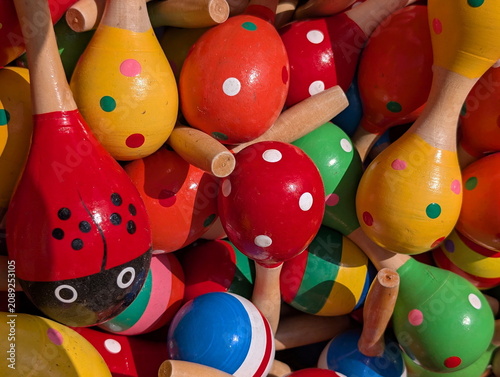 Vibrant Wooden Maracas Assortment Ladybug Toy