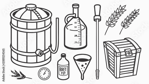 Obraz na płótnie Homebrewing equipment and ingredients for crafting beer with homebrewing