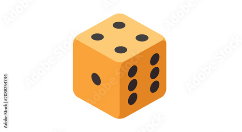 Foto Orange isometric game die showing different faces