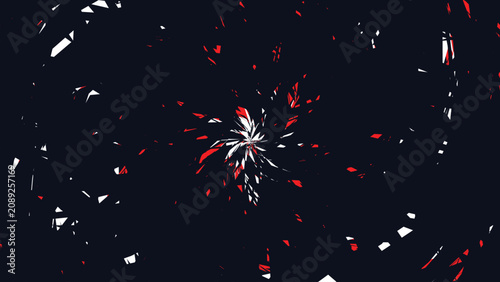 Cuadro en lienzo Fireworks explosion, red and white sparks, night sky, festive background, colorf
