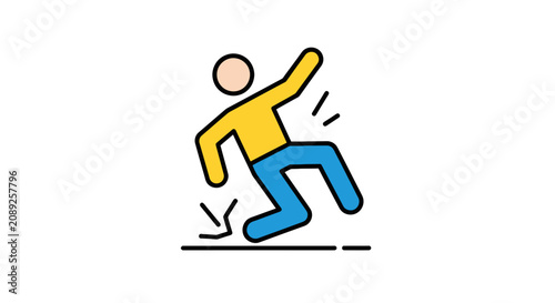 Canvastavla Cartoon person slipping on a banana peel.