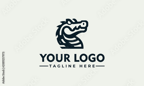 Принти на полотні Minimalist crocodile head mascot vector logo illustration for branding identity