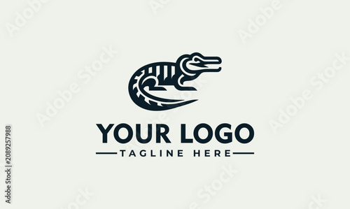 Tableau sur toile Minimalist Crocodile Animal Vector Logo Illustration Design Template