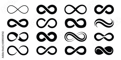 Tableau sur toile infinity icon collection featuring endless loop symbols, eternity signs, and unl