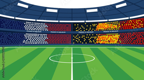Photos A packed stadium hosts a soccer match with enthusiastic fans in seats and a green field