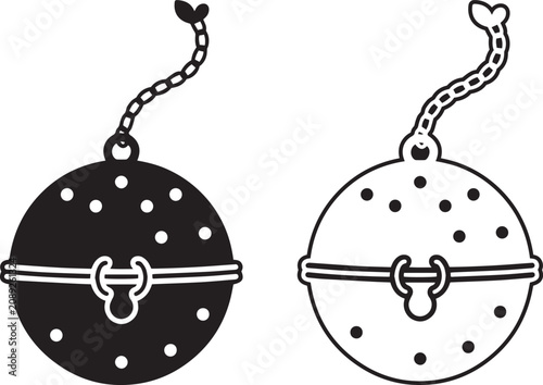 Tea Infuser Ball Set Black White Vector Illustration