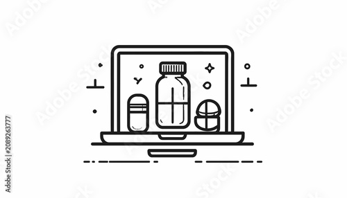Medical drugs on a laptop screen.