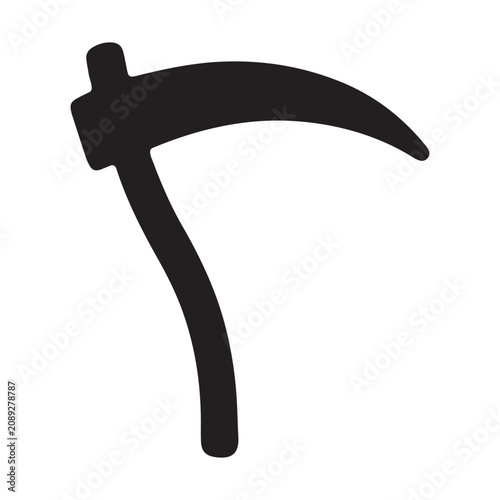 Bild auf Leinwand Black silhouette of a scythe on white background Vector, illustration