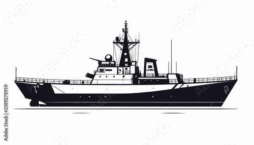 Schilderij op canvas Large Navy Warship Vessel Boat.