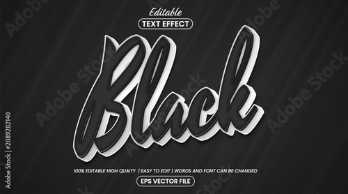 Black 3D Editable Text Effect Template with Luxury Script Text Style Dark