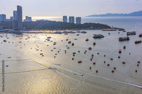 Impressions of a part of Pattaya beach area.The approximately 3 kilometers long Pattaya Beach is the lively main beach of the city. Thailand.