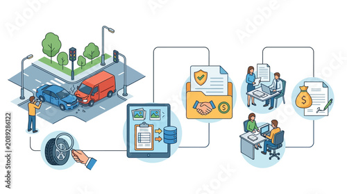 Car Accident Insurance Claim Process - Illustration