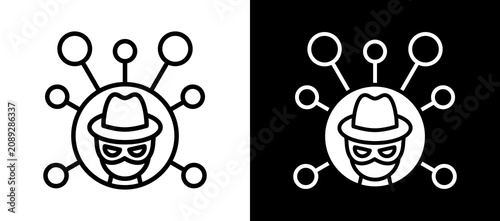 Foto Criminal Network Icon Set In Black And White Filled Style Collection