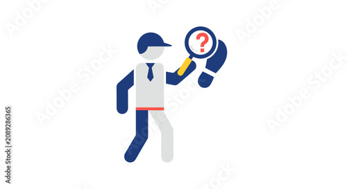 Canvastavla Confused business person holding question mark sign.