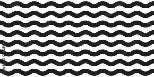 Seamless rickrack pattern. Thick bold wavy horizontal lines vector texture for textile. parallel wave background. Abstract monochrome minimalist striped pattern. geometric fluid lines illustration