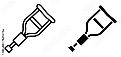 Obraz na plátne crutch support icon black vector set