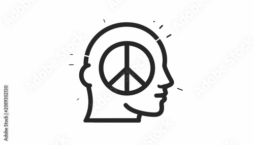 Quadro su tela Peaceful Mind Head Symbol Inside.