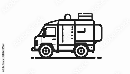 Photography Simple line drawing of a campervan.