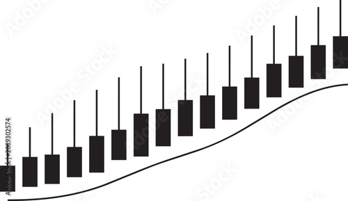 Фотография Growing Upward Trend Staircase Silhouette with Wavy Line Against White Backgroun
