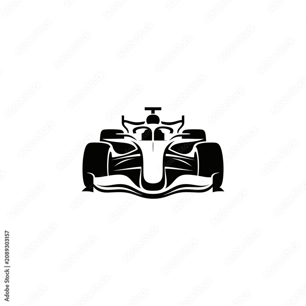 Obraz premium Minimalist black silhouette icon of a Formula 1 racing car.
