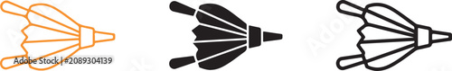 Photos Minimalist fire bellows icon set featuring three distinct styles of handheld air