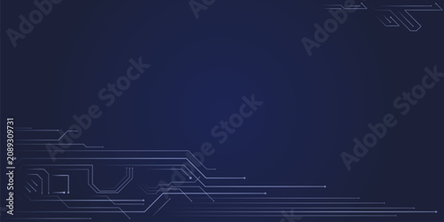 Quadro su tela Abstract circuit background with glowing AI technology lines and semiconductor patterns