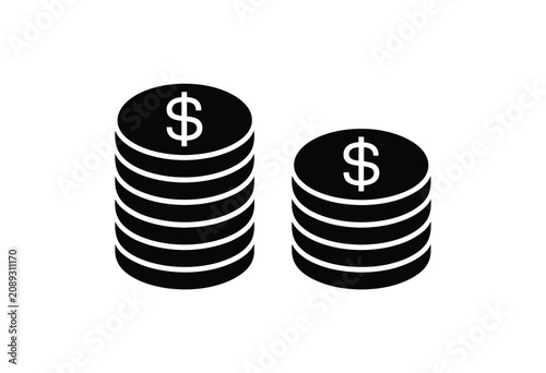 ドル硬貨の積み重ねベクターイラスト