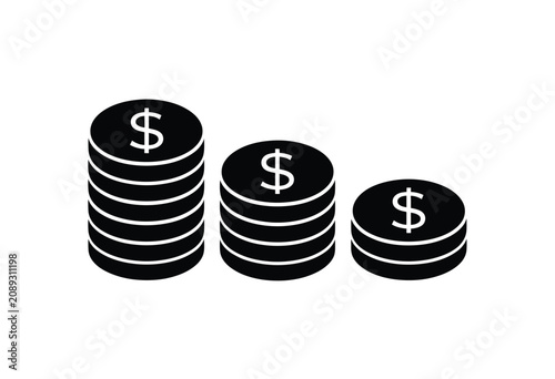 積み重ねたドル硬貨のベクターイラスト