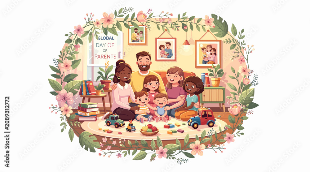 Fototapeta premium happy family playing together at home