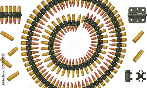Photos Military Machine Gun Ammunition Belt Vector Asset Kit Featuring Spiraled Bullet