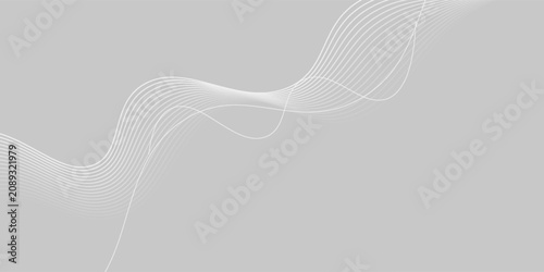 White abstract background with flowing particles. White and gray Digital futuristic technology concept background. Dynamic waves use for business, corporate, poster, template.