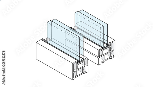 Cross section illustration of a modern double glazed window showing double glass panes and a chambered frame.