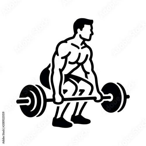 fitness, bodybuilding, weightlifting, workout, gym, exercise, vector icon isolated on White Background