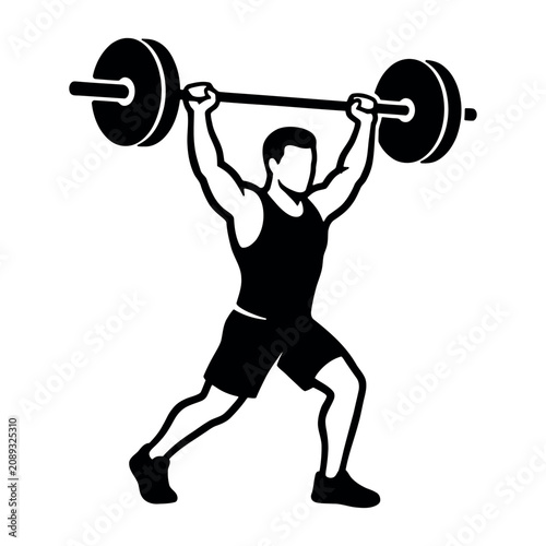 Fitness, athletic, weightlifter, strength training, workout icon, vector illustration isolated on White Background
