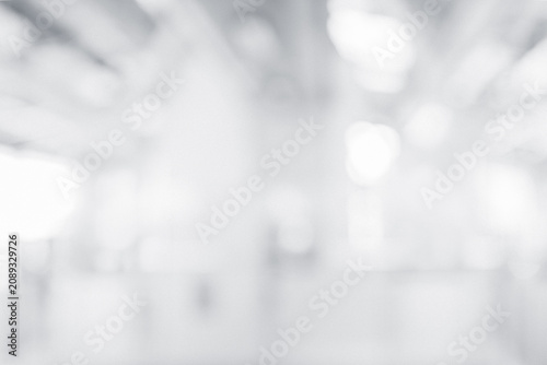 Blurred White Office Interior Abstract Background With Copy Space