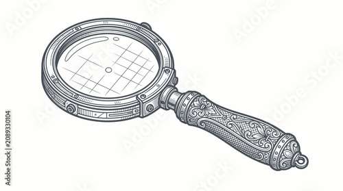 Bild auf Leinwand Vintage Magnifying Glass Illustration - Antique Detective Tool